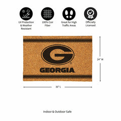 University of Georgia Large One Color Coir Mat, 36"x24" - Collegiate