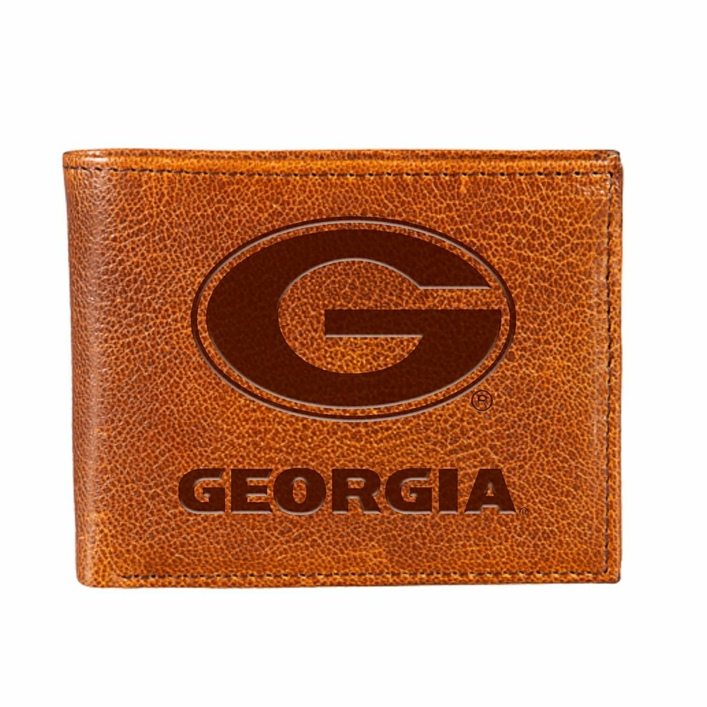 University of Georgia, Embossed 100% Genuine Tumbled Leather Passcase - Collegiate Home