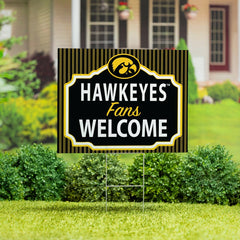 University of Iowa Coroplast Yard Sign, "Fans Welcome" - Collegiate Home