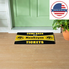 28" x 16" PVC Trapper Mat, Come Back with Tickets, University of Iowa - Collegiate