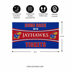 28" x 16" PVC Trapper Mat, Come Back with Tickets, University of Kansa - Collegiate