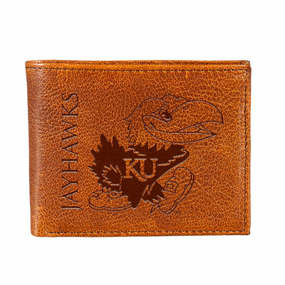 University of Kansas, Embossed 100% Genuine Tumbled Leather Passcase B - Collegiate Home