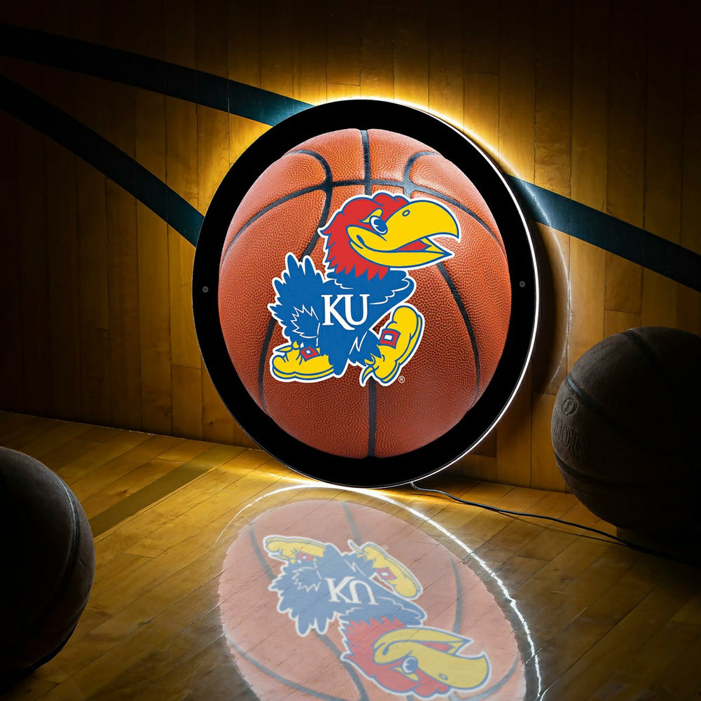 LED Wall Decor, Round, Med, Kansas Basketball - Collegiate Home