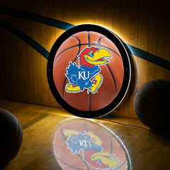 LED Wall Decor, Round, Med, Kansas Basketball - Collegiate Home