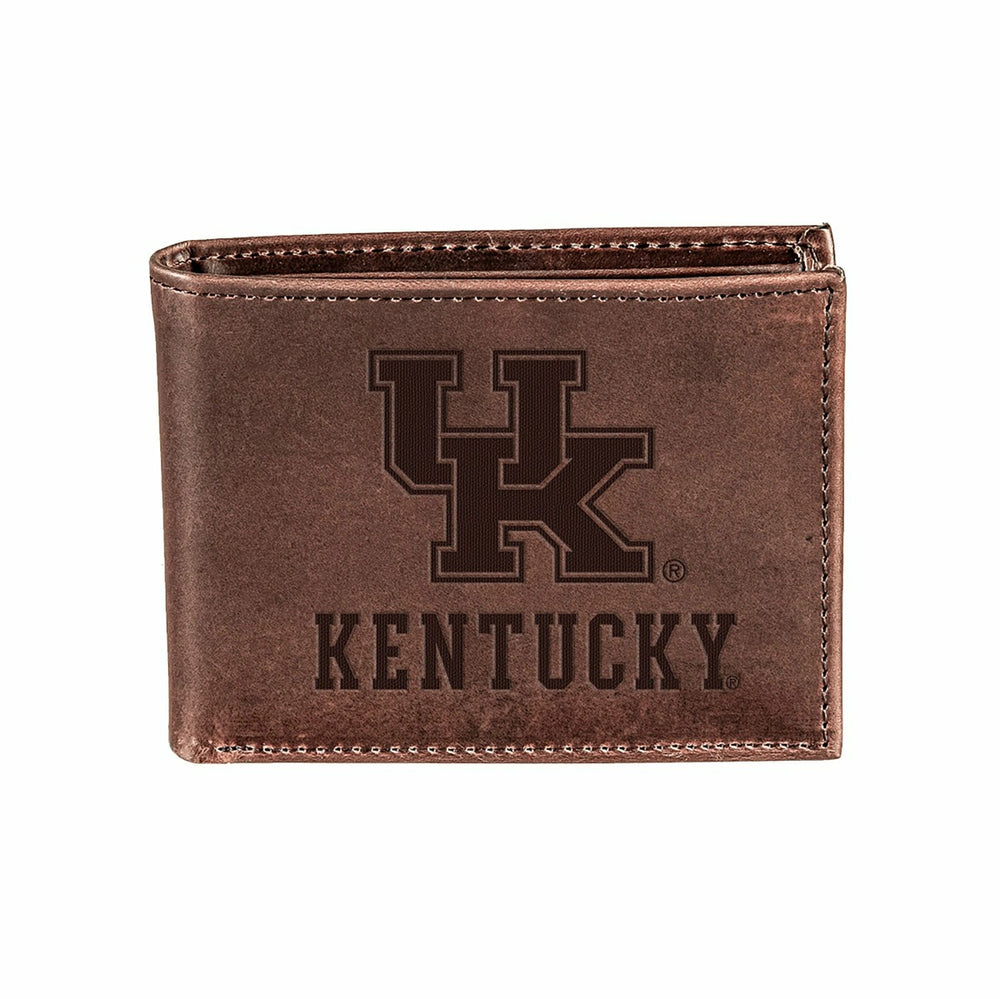University of Kentucky, Bi-Fold Wallet, Brown, CH, 100% Genuine Leathe - Collegiate Home