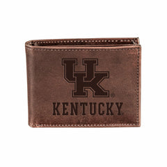 University of Kentucky, Bi-Fold Wallet, Brown, CH, 100% Genuine Leathe - Collegiate Home