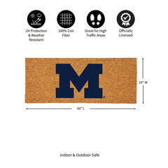 University Of Michigan Extra Large Full Color Coir Mat, 60"x24" - Collegiate