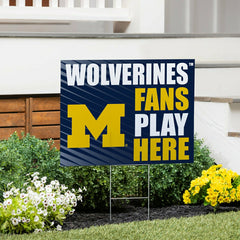 University Of Michigan Coroplast Yard Sign "Fans Play Here" - Collegiate Home