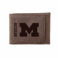 Front Pocket Wallet w/ RFID Blocking, University Of Michigan, Brown - Collegiate Home