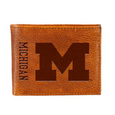 University Of Michigan, Embossed 100% Genuine Tumbled Leather Passcase - Collegiate Home
