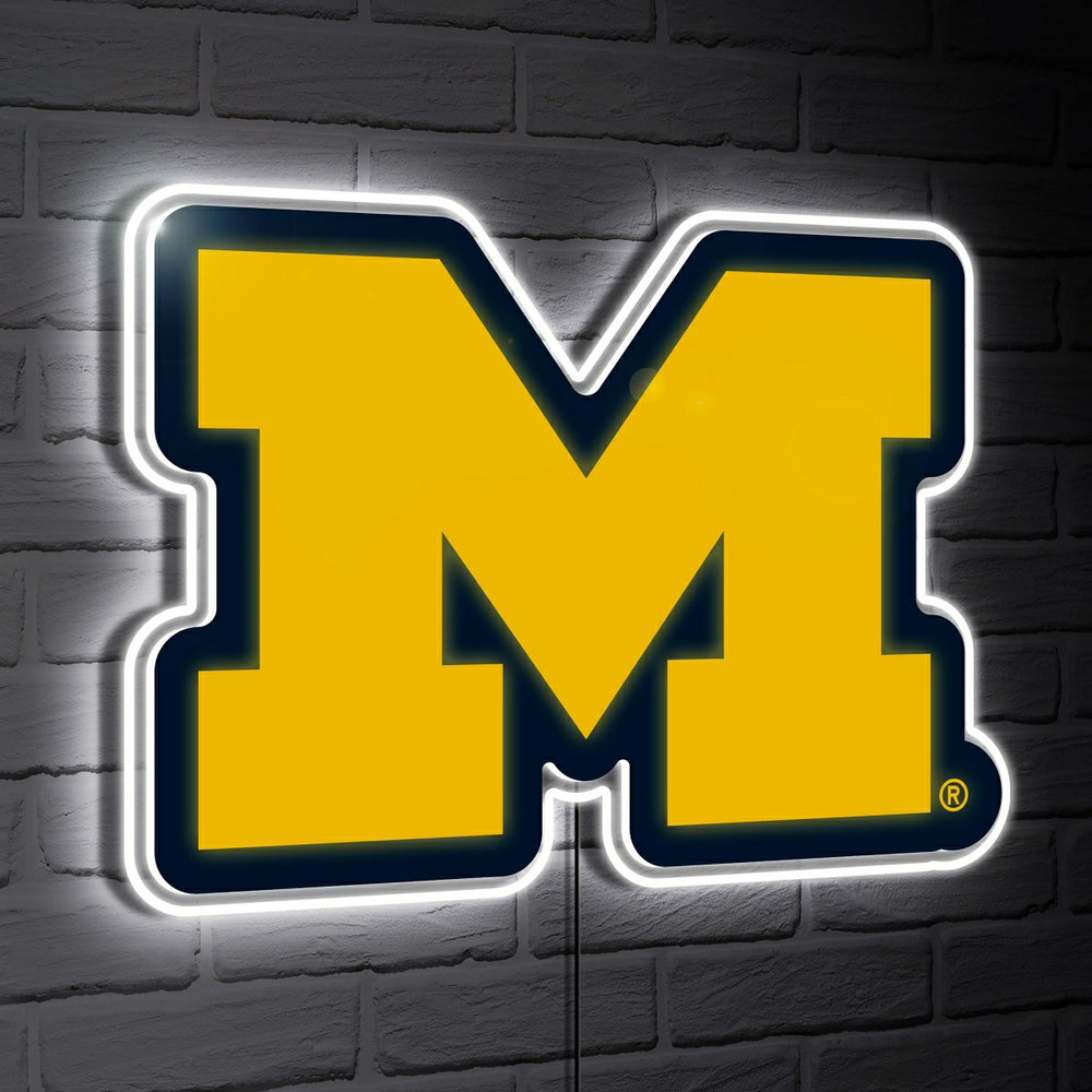 Michigan Wolverines LED Wall Decor, Glazelite, Logo - Collegiate Home