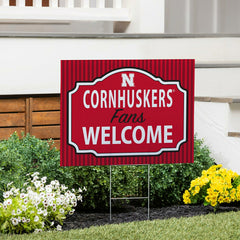University of Nebraska Coroplast Yard Sign, "Fans Welcome" - Collegiate Home
