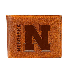 University of Nebraska, Embossed 100% Genuine Tumbled Leather Passcase - Collegiate Home