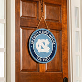 University of North Carolina Round Door Décor with Hanging Rope, 18x18 - Collegiate Home