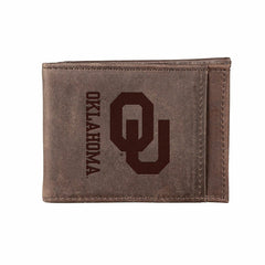 Front Pocket Wallet w/ RFID Blocking, University of Oklahoma, Brown - Collegiate Home