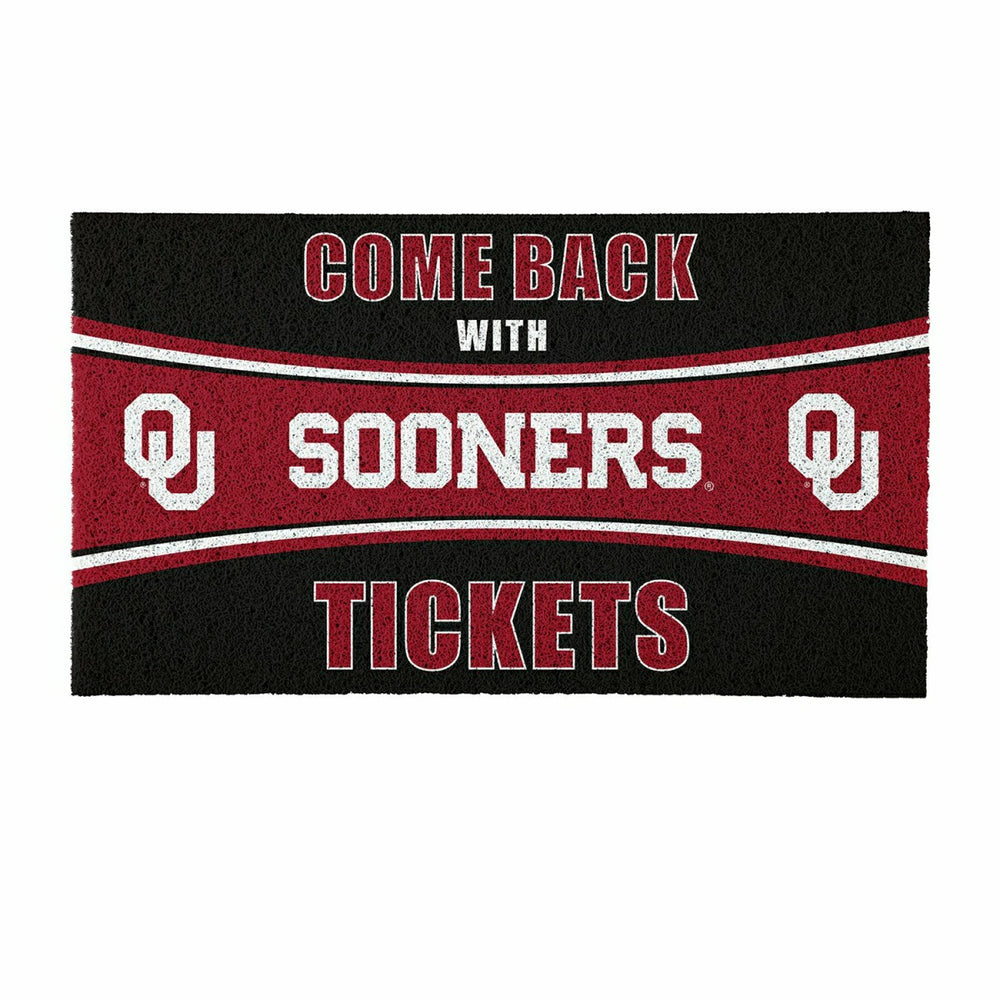 28" x 16" PVC Trapper Mat, Come Back with Tickets, University of Oklah - Collegiate