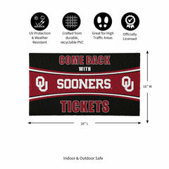 28" x 16" PVC Trapper Mat, Come Back with Tickets, University of Oklah - Collegiate