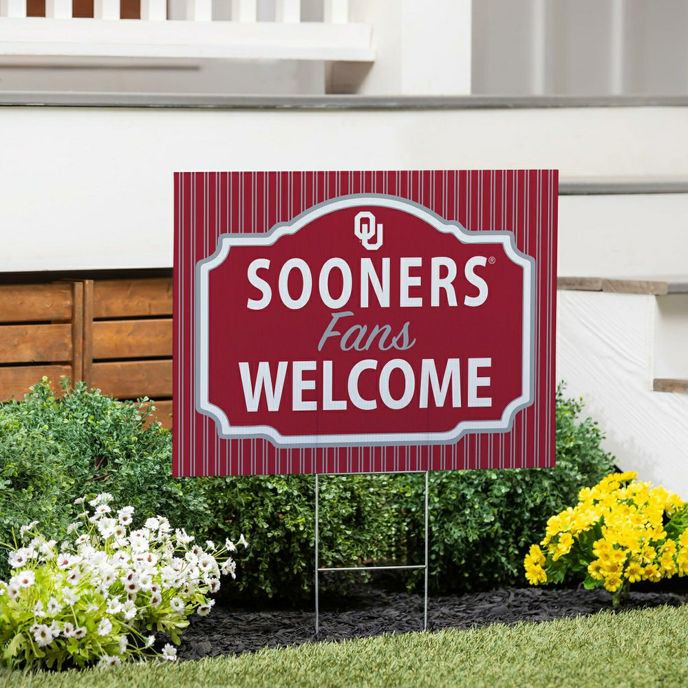 University of Oklahoma Coroplast Yard Sign, "Fans Welcome" - Collegiate Home