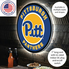 LED Wall Decor, Round, University of Pittsburgh - Collegiate Home