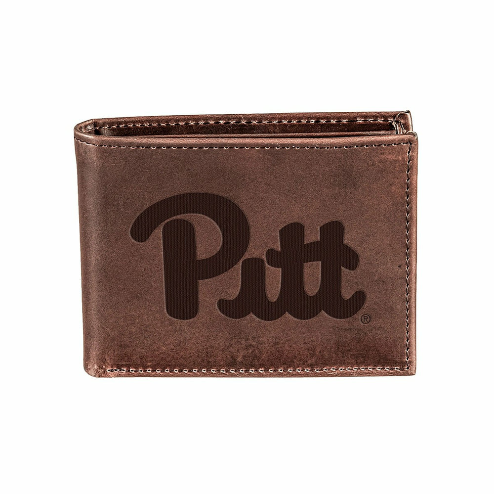 University of Pittsburgh, Bi-Fold Wallet, Brown, CH, 100% Genuine Leat - Collegiate Home