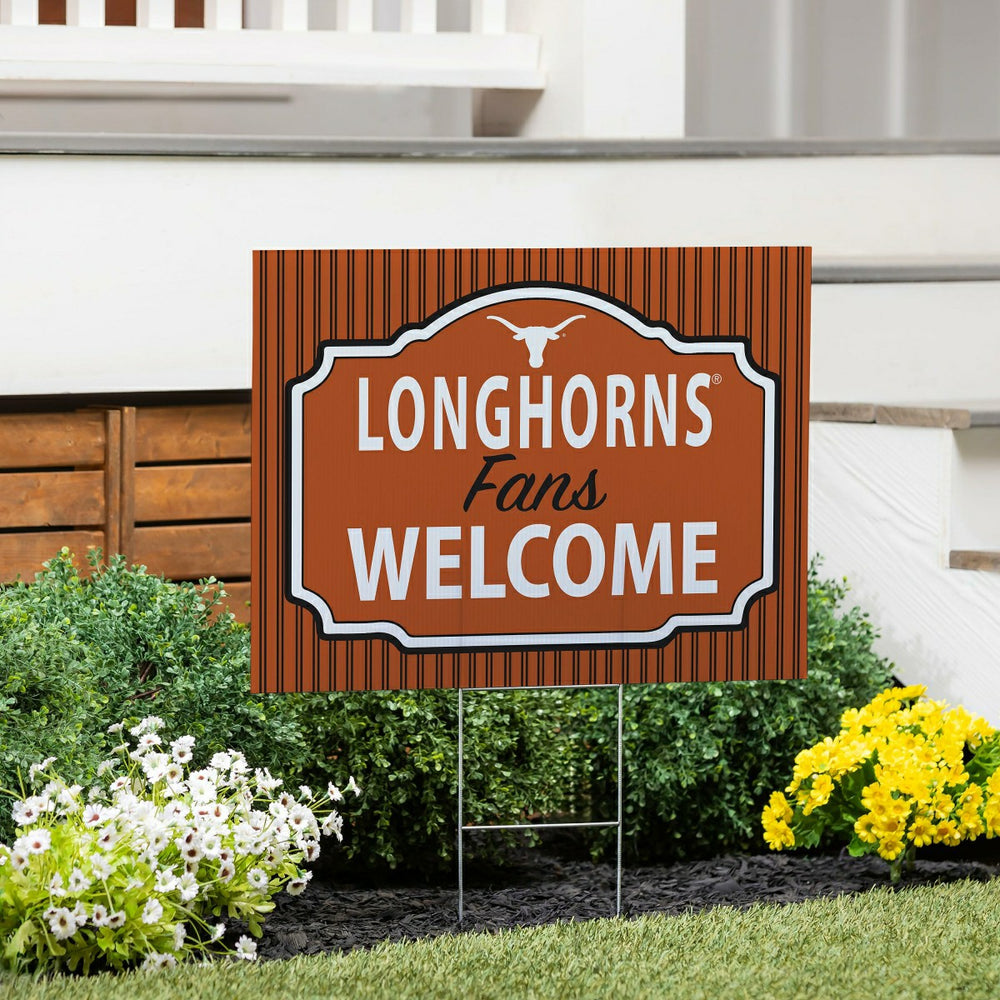University of Texas Coroplast Yard Sign, "Fans Welcome" - Collegiate Home
