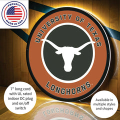 LED Wall Decor, Round, University of Texas - Collegiate Home