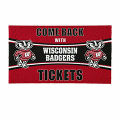 28" x 16" PVC Trapper Mat, Come Back with Tickets, University of Wisco - Collegiate
