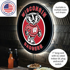 LED Wall Decor, Round, University of Wisconsin-Madison - Collegiate Home