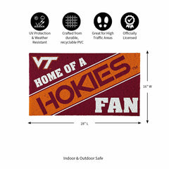 Virginia Tech, PVC Mat COLOR, Home of a Fan - Collegiate