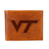Virginia Tech, Embossed 100% Genuine Tumbled Leather Passcase Bi-Fold - Collegiate Home