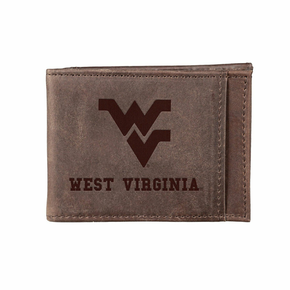 Front Pocket Wallet w/ RFID Blocking, West Virginia University, Brown - Collegiate Home