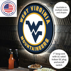 LED Wall Decor, Round, West Virginia University - Collegiate Home