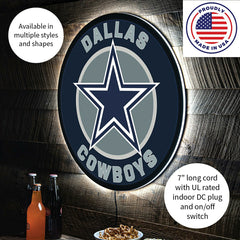 LED Wall Decor, Round, Dallas Cowboys - NFL Home
