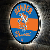 Denver Broncos NFL Football Large Round Vintage Edgelite LED Decor - NFL Home