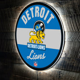 Detroit Lions NFL Football Large Round Vintage Edgelite LED Decor - NFL Home