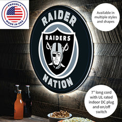 LED Wall Decor, Round, Las Vegas Raiders - NFL Home