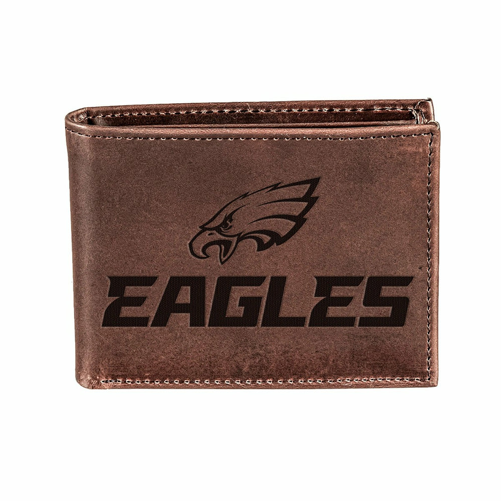 Philadelphia Eagles, Bi-Fold Wallet, Brown, CH, 100% Genuine Leather - NFL Home