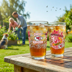 Kansas City Chiefs 16oz Glass pint, Set of 2 - Home