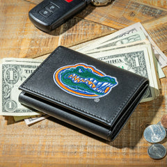 University of Florida Black Tri-Fold Embroidered Wallet w/ RFID Blocking - Collegiate Home