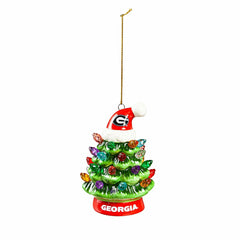 4" LED Ceramic Christmas Tree Ornament with Team Santa Hat, University - Collegiate Home