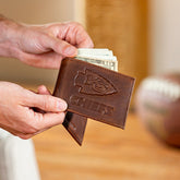 Kansas City Chiefs, Bi-Fold Wallet, Brown, CH, 100% Genuine Leather - Home