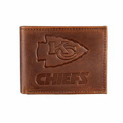 Kansas City Chiefs, Bi-Fold Wallet, Brown, CH, 100% Genuine Leather - Home
