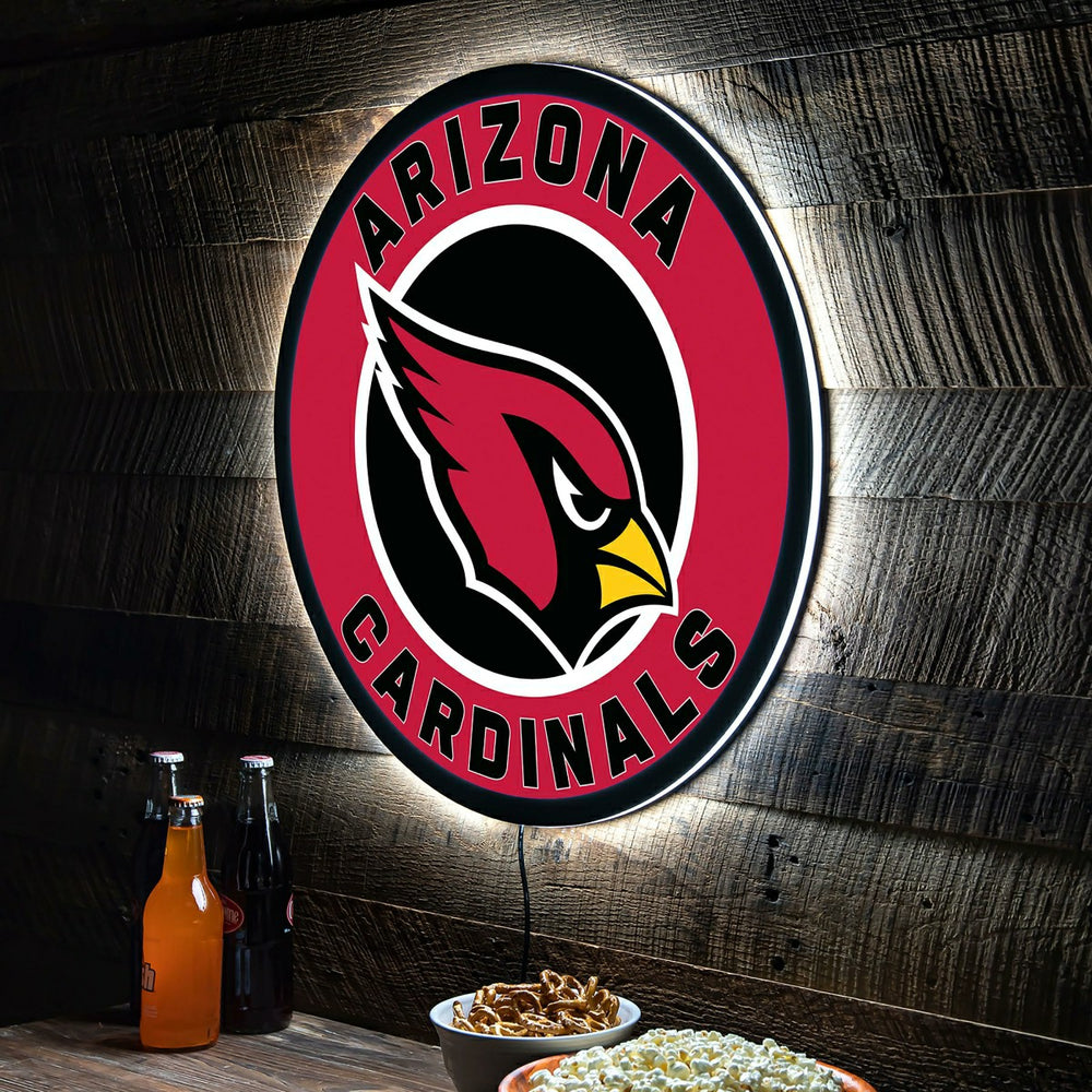 LED Wall Decor, Round, Arizona Cardinals - Home