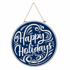 Dallas Cowboys Holiday Round Door Décor with Hanging Rope, 18x18 - Home
