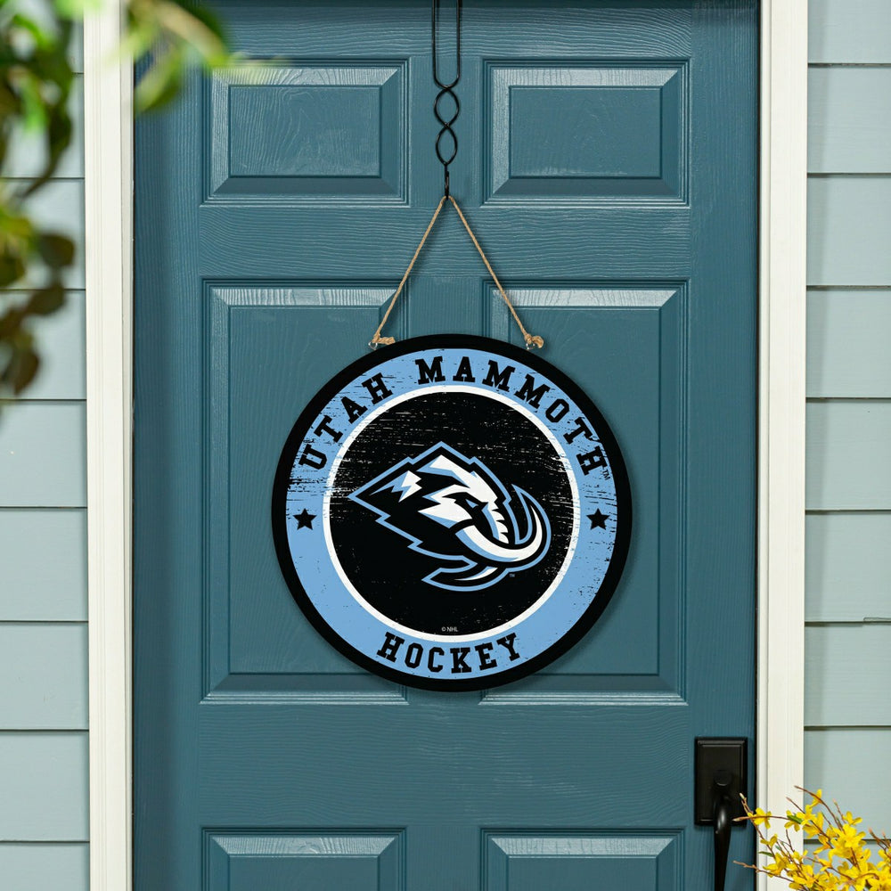 Utah Hockey Club Round Door Décor with Hanging Rope, 18x18 - Home
