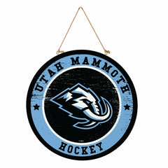 Utah Hockey Club Round Door Décor with Hanging Rope, 18x18 - Home