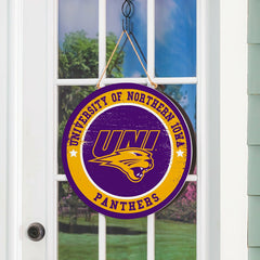 University of Northern Iowa Round Door Décor with Hanging Rope, 18x18 - Home