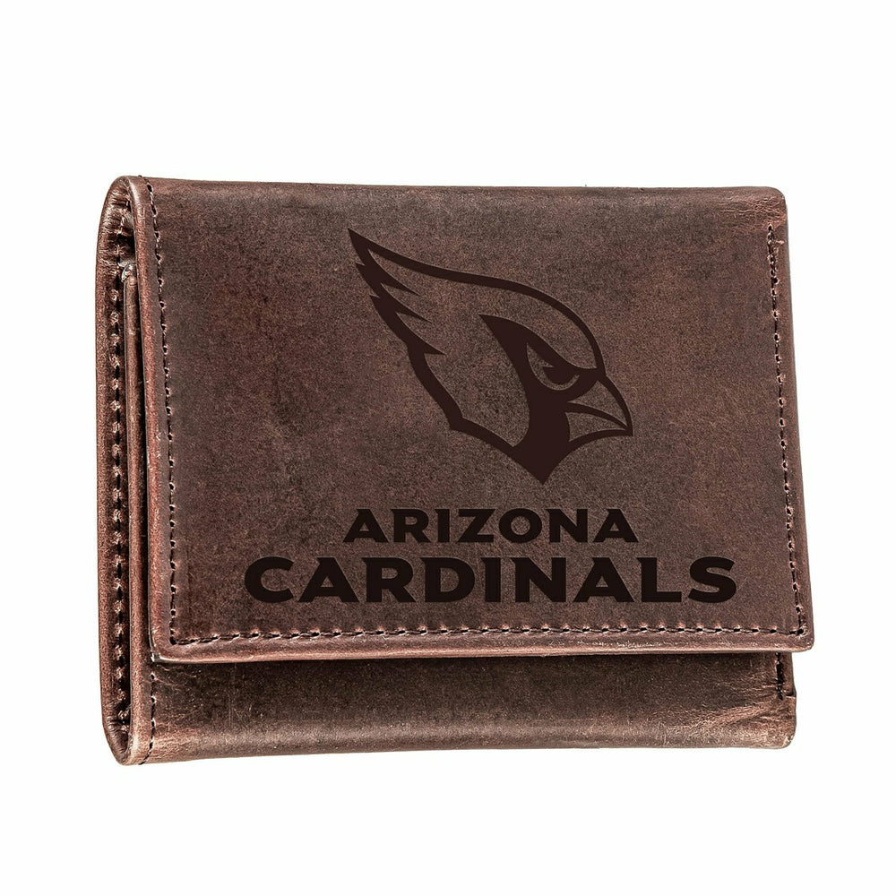 Arizona Cardinals, Tri-Fold Wallet, Brown, CH, 100% Genuine Leather - Home