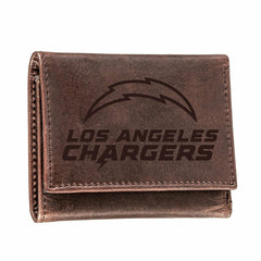 Los Angeles Chargers, Tri-Fold Wallet, Brown, CH, 100% Genuine Leather - Home