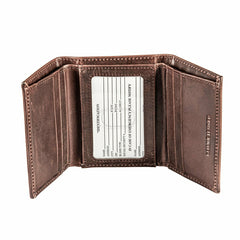 Los Angeles Chargers, Tri-Fold Wallet, Brown, CH, 100% Genuine Leather - Home